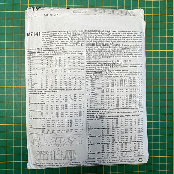 McCall's Costumes Misses School Girl Uniform Anime Sailor M7141 SZ 14-22 New - Picture 3 of 5